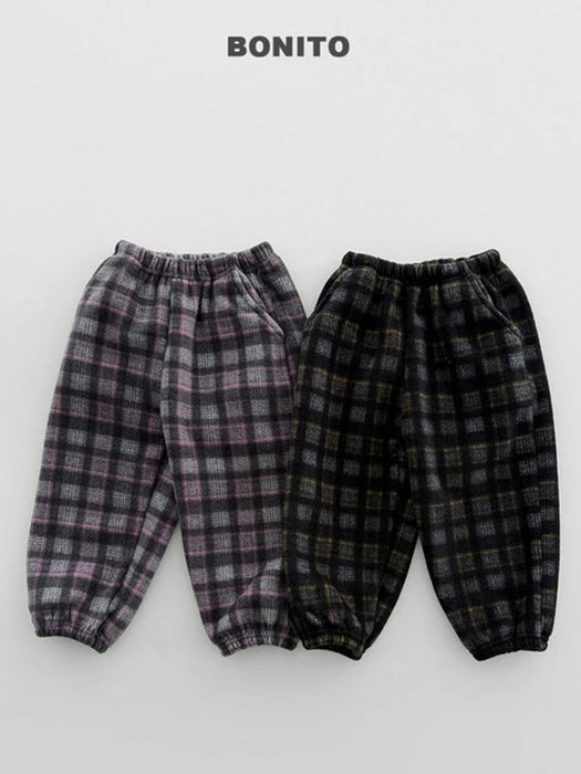 Little Foxx – Check Fleeced Jogger Pants