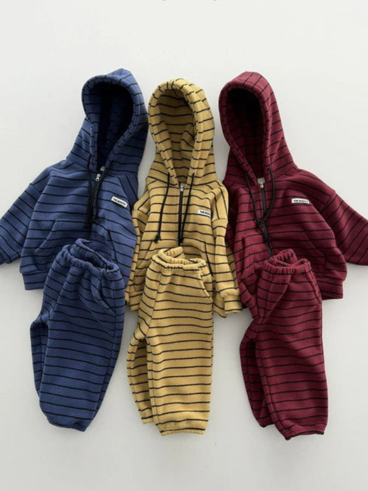 Little Foxx – Woori Striped Hooded Zip-up Set