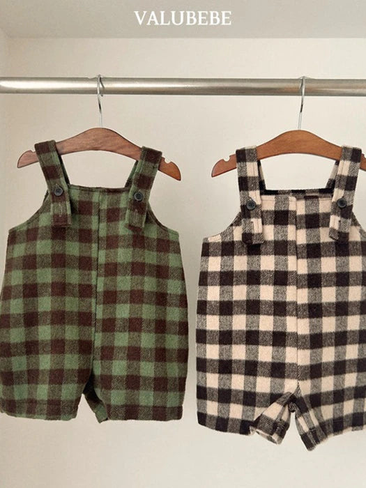 Little Foxx – Almond Check Overall Pants