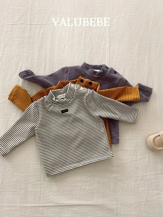Little Foxx – Rookies Striped Half Mock Neck Tee