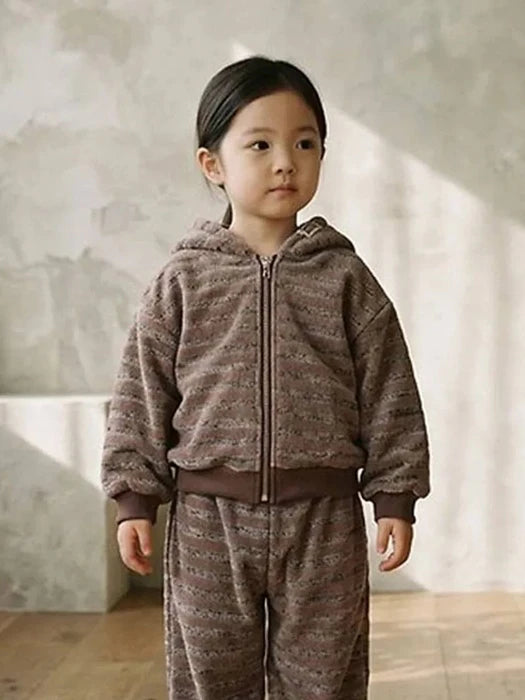 Little Foxx – Striped Fleece Zip-Up Hoodie