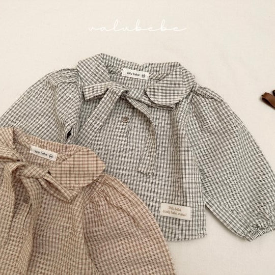 Small Check Tie Blouse (Bebe)