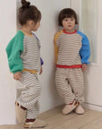 Stripe Raglan Top Bottom Set