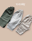 Checked Plain Woven Pants