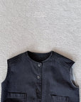 Square Black Denim Vest