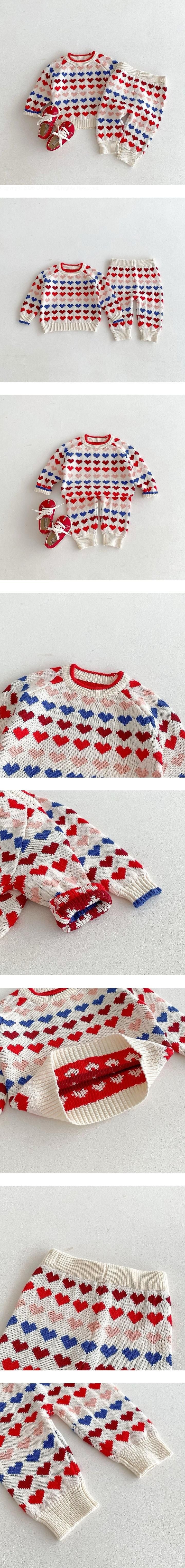 Little Foxx – Colorful Heart Knit Top &amp; Bottom Set