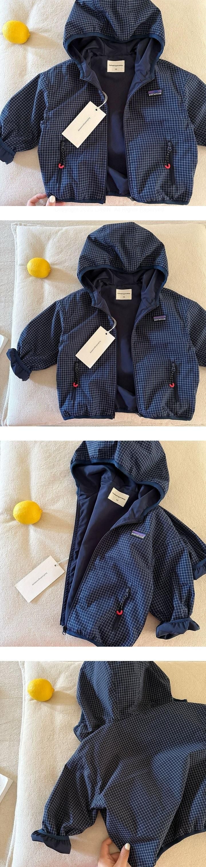 Little Foxx – Navy Check Hooded Jacket