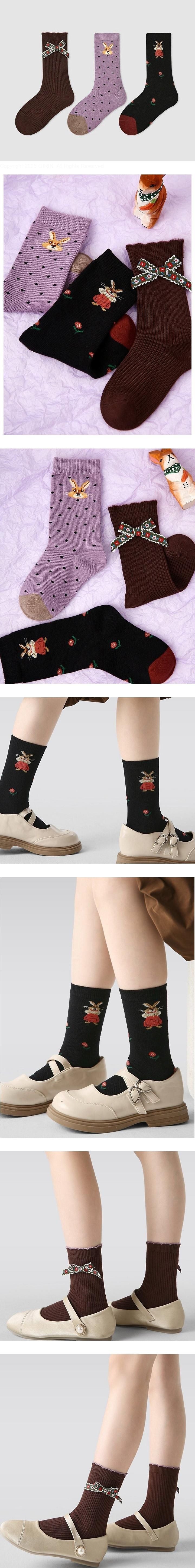 Little Foxx – Ribbon Rose Rabbit Socks Set
