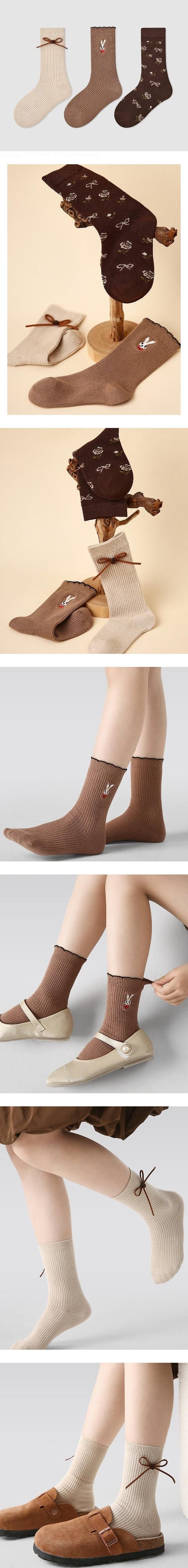 Little Foxx – Brown Flower Socks Set