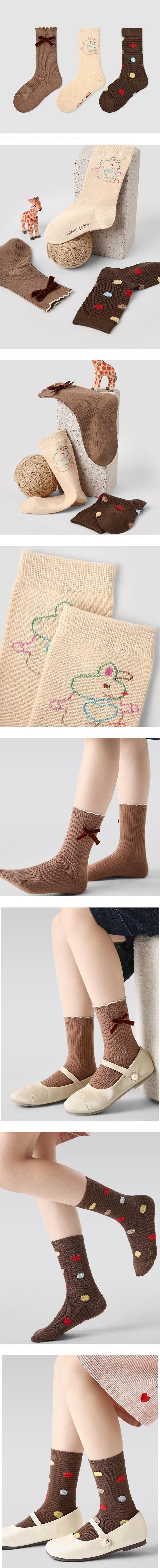 Little Foxx – Dot Color Rabbit Socks Set
