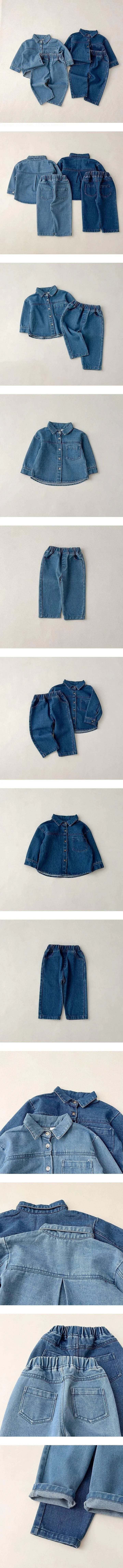 Little Foxx – Denim Shirt &amp; Denim Pants Top &amp; Bottom Set