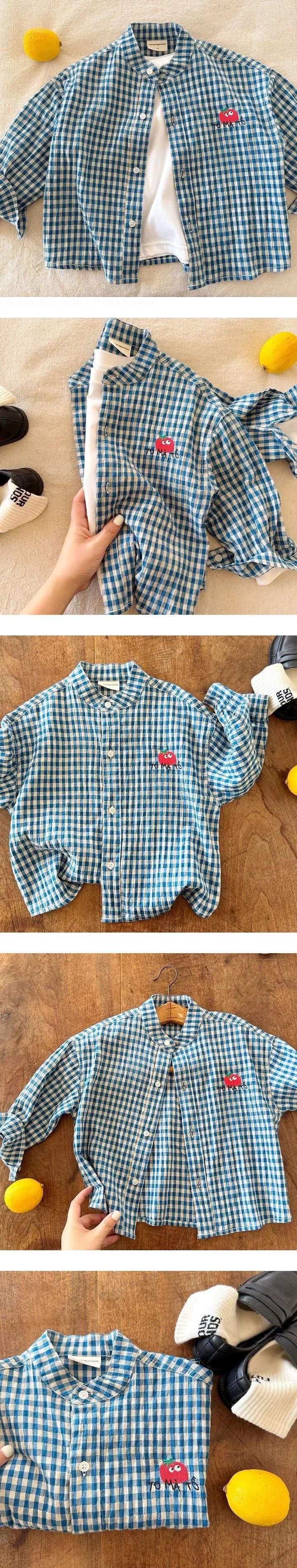 Little Foxx – Tomato Embroidery Check Shirt