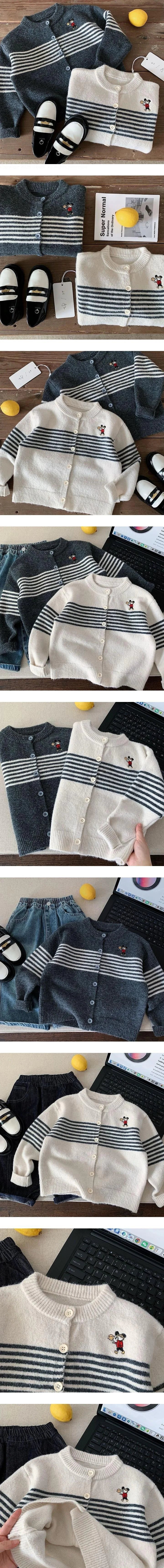 Little Foxx – Ppoppy Embroidery Striped Cardigan