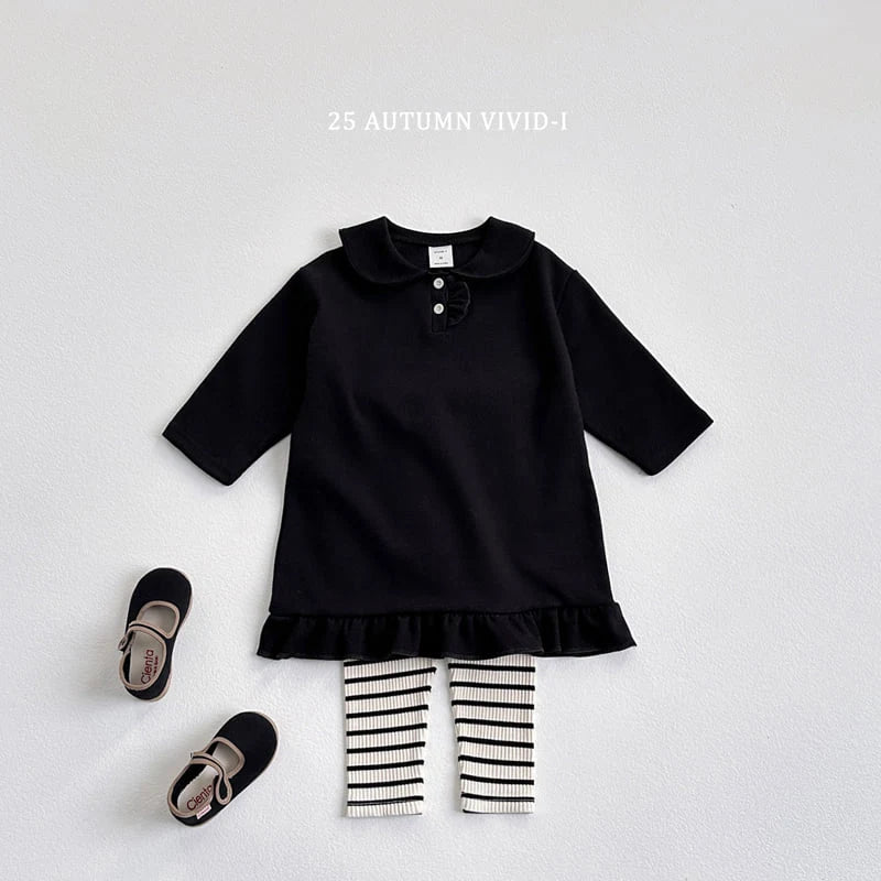 Buttoned Frill One-piece