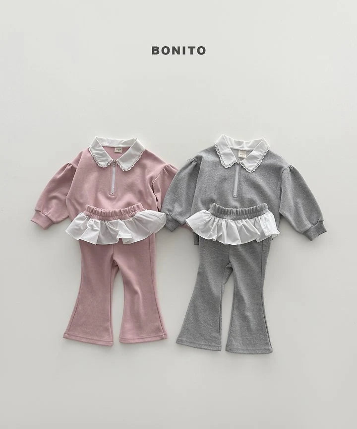 Little Foxx – Shirring Collar Zip-Up Set