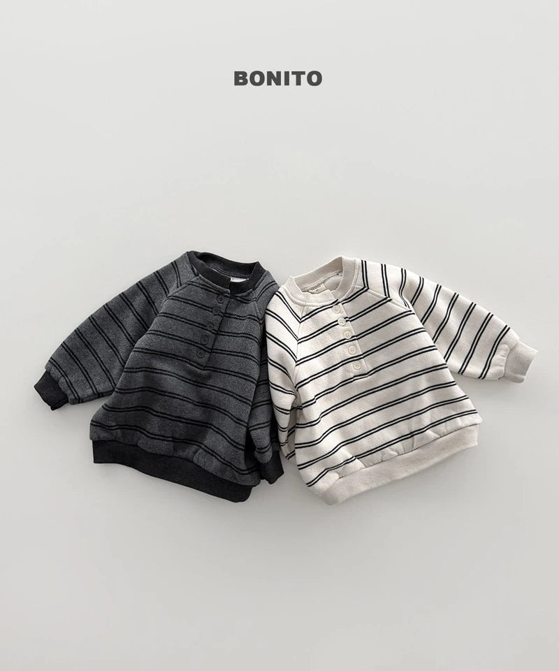 Little Foxx – Striped Henley Neck Sweatshirt