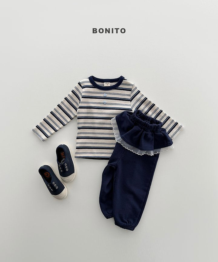 Little Foxx – Heart Button Stripe Tee