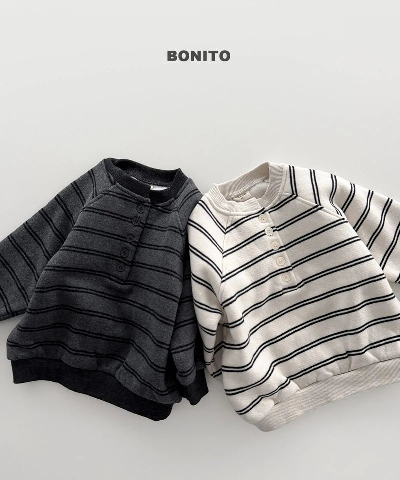 Little Foxx – Striped Henley Neck Sweatshirt