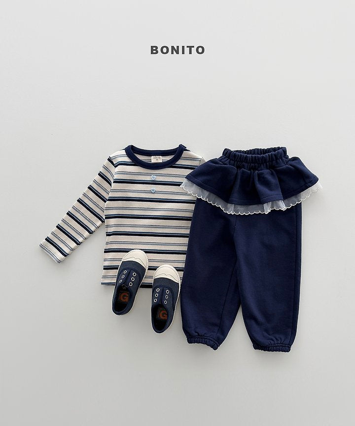 Little Foxx – Heart Button Stripe Tee