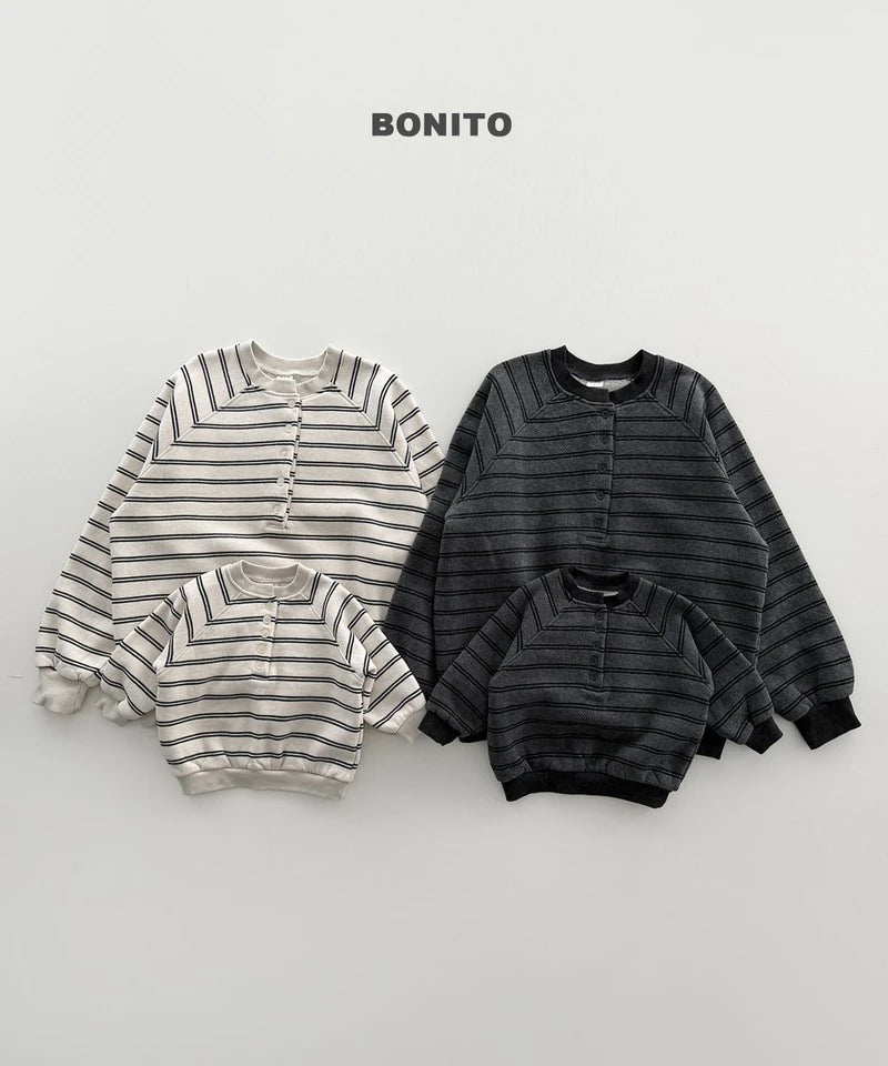 Little Foxx – Striped Henley Neck Sweatshirt