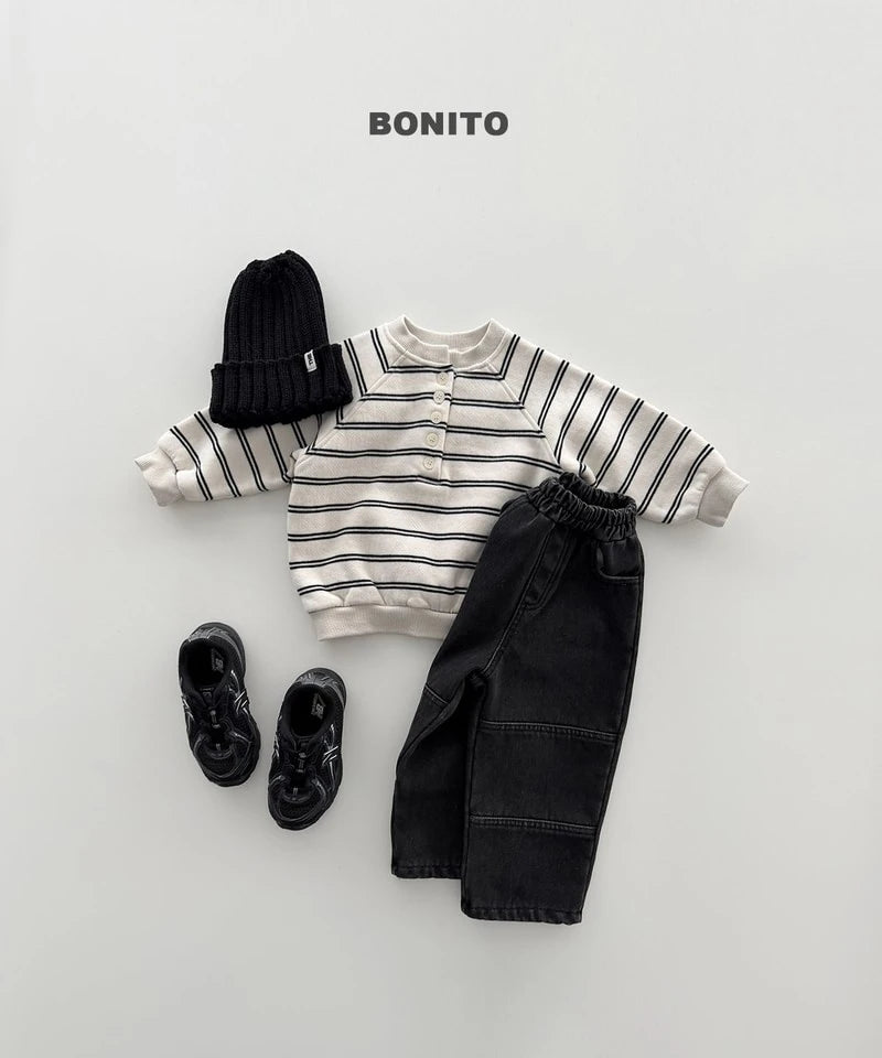 Little Foxx – Striped Henley Neck Sweatshirt