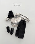 Little Foxx – Striped Henley Neck Sweatshirt