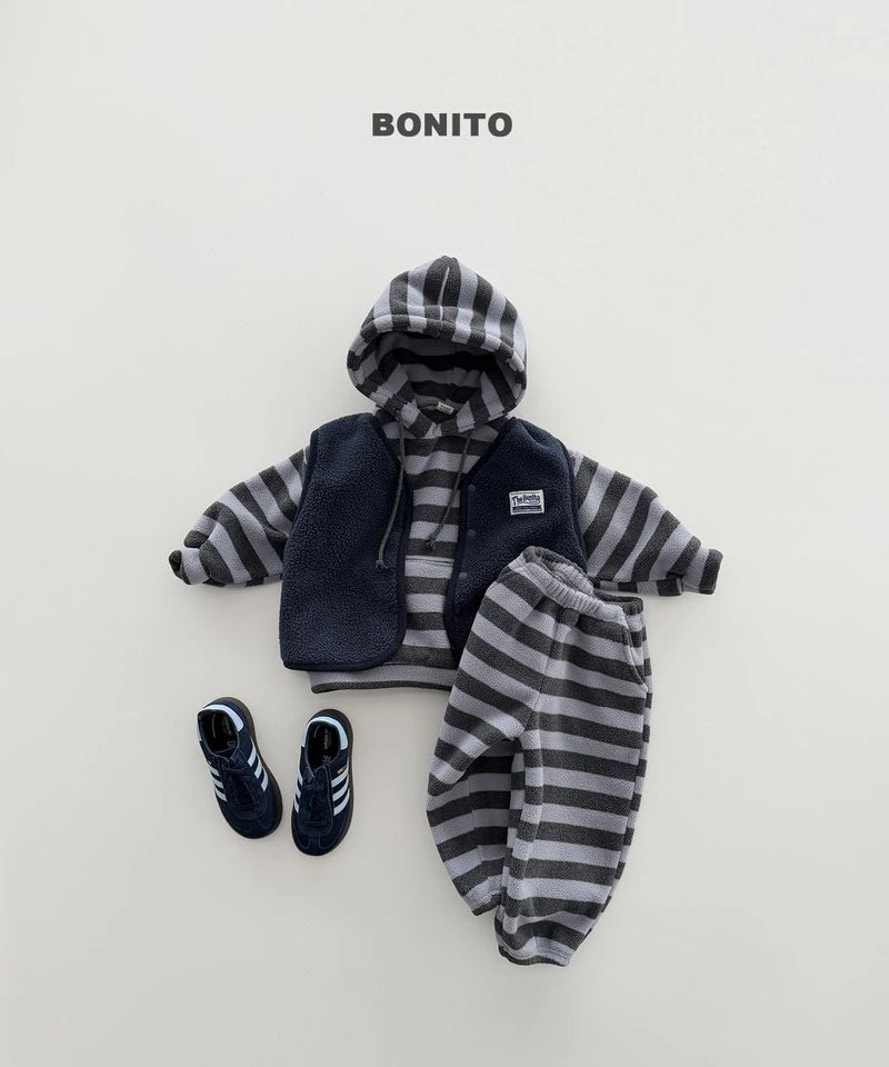 Little Foxx – Striped Fleeced Hood Tee
