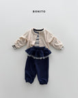 Little Foxx – Heart Button Stripe Tee
