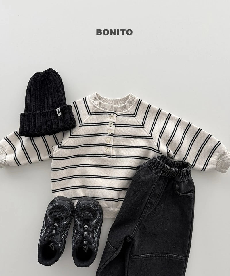 Little Foxx – Striped Henley Neck Sweatshirt