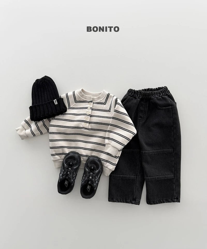 Little Foxx – Striped Henley Neck Sweatshirt