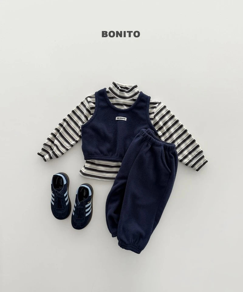 Little Foxx – Retro Loose Striped Mock Neck Tee