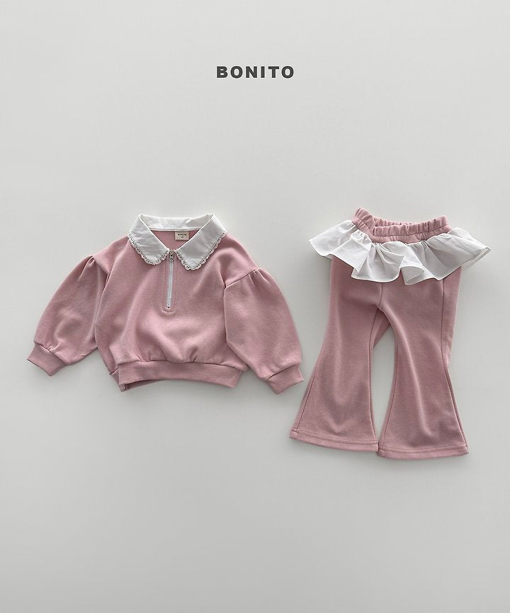 Little Foxx – Shirring Collar Zip-Up Set