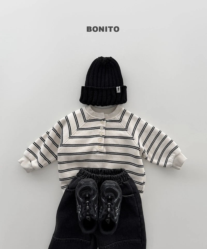 Little Foxx – Striped Henley Neck Sweatshirt