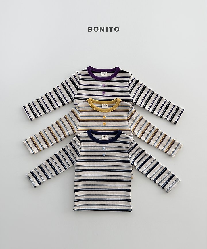 Little Foxx – Heart Button Stripe Tee