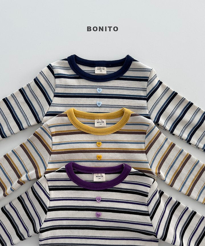 Little Foxx – Heart Button Stripe Tee