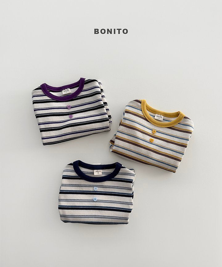 Little Foxx – Heart Button Stripe Tee