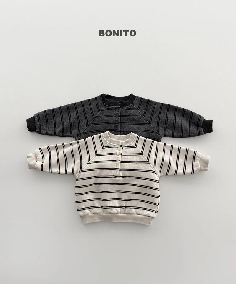 Little Foxx – Striped Henley Neck Sweatshirt