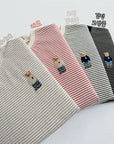 Bear Embroidery Striped Tee