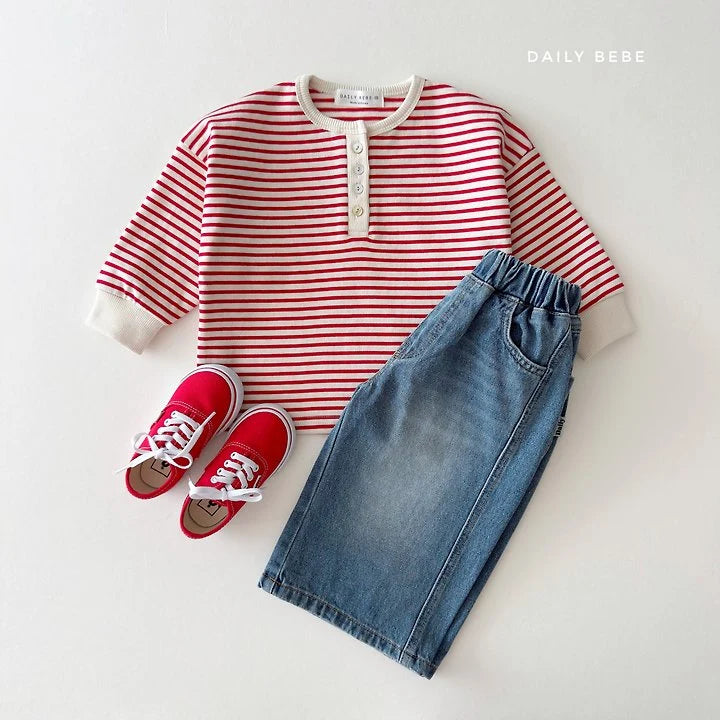 Little Foxx – Stripe Henley Neck Tee