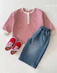 Little Foxx – Stripe Henley Neck Tee
