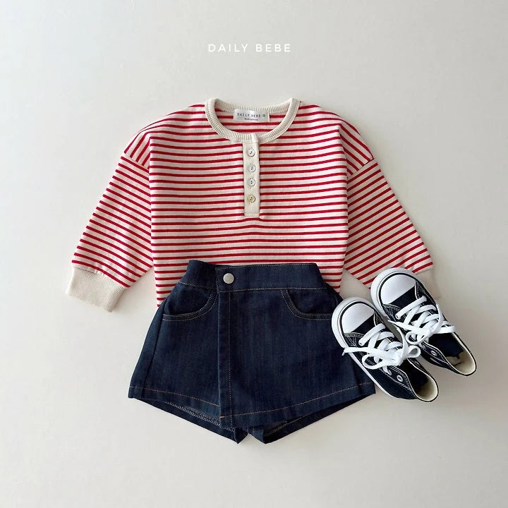 Little Foxx – Stripe Henley Neck Tee