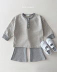 Little Foxx – Stripe Henley Neck Tee