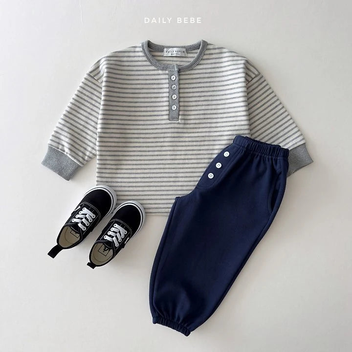 Little Foxx – Stripe Henley Neck Tee