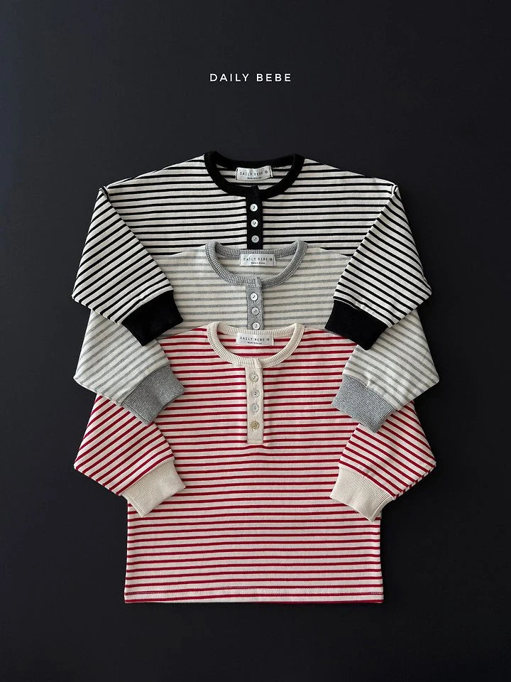 Little Foxx – Stripe Henley Neck Tee