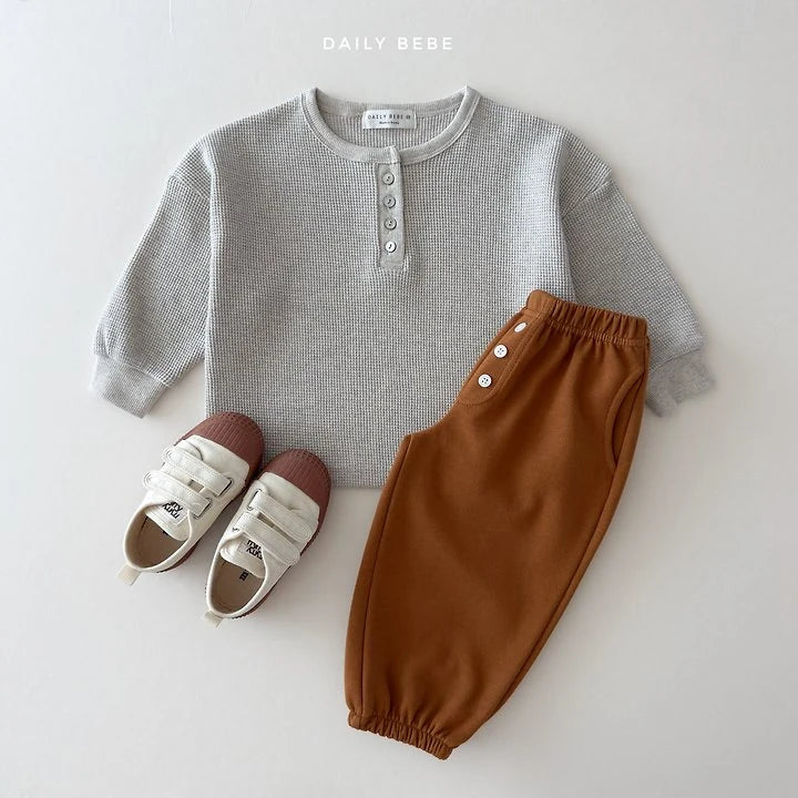 Little Foxx – Waffle Henley Neck Tee