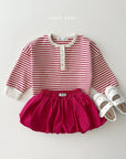 Little Foxx – Stripe Henley Neck Tee