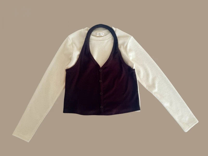 Little Foxx – Mongsil Peach Halter Cardigan Tee