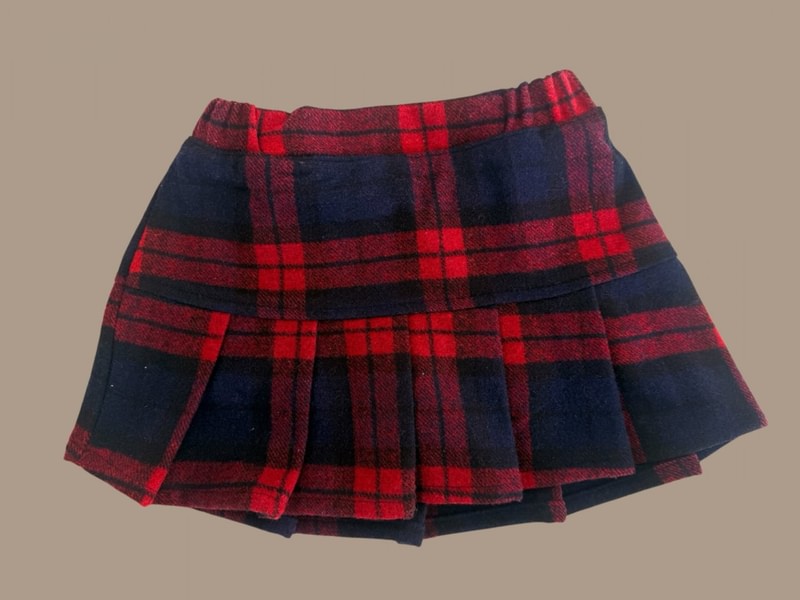 Little Foxx – Woolen Check Pleated Skirt Pants