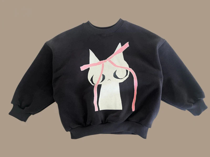Little Foxx – Double Fleece Ribbon Cat Sweatshirt