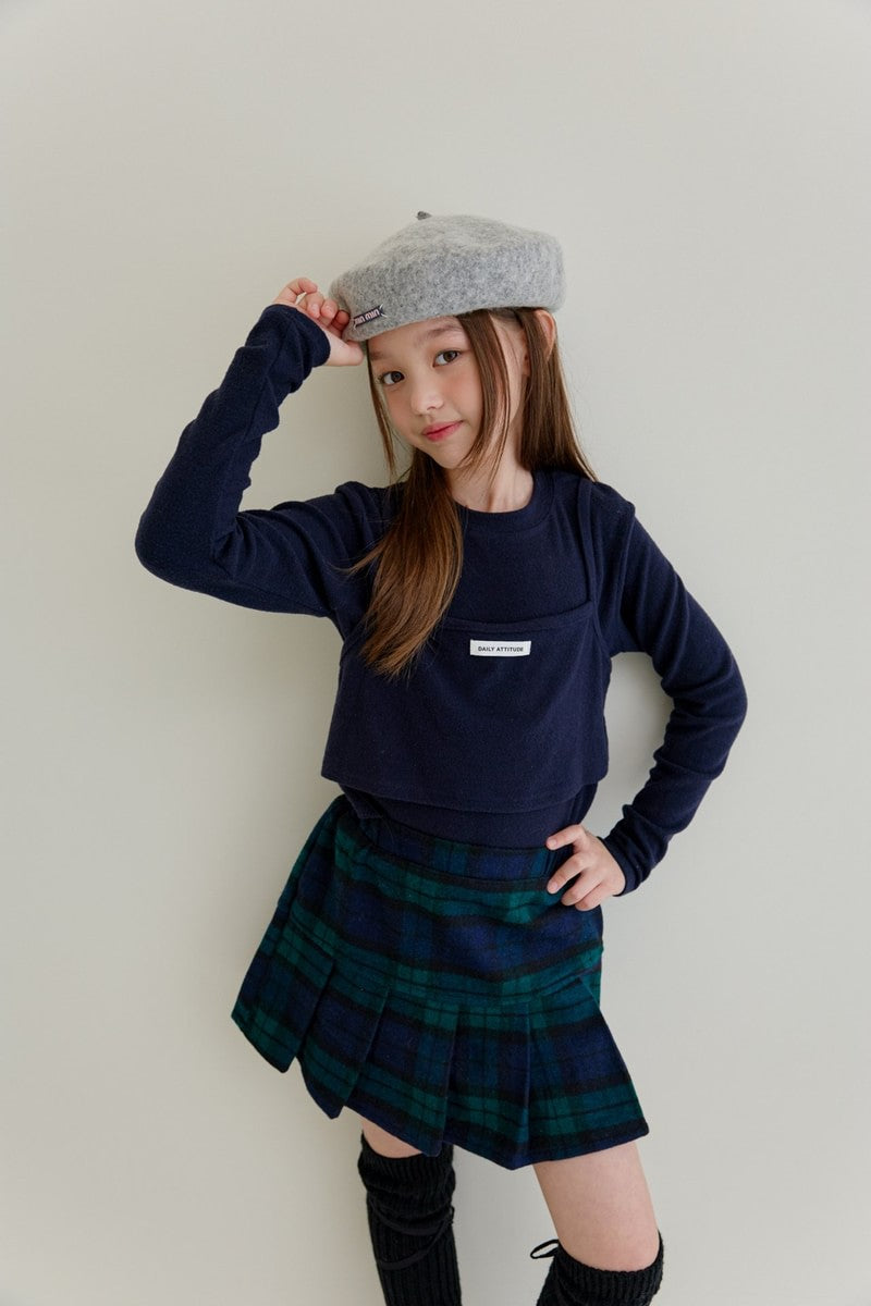 Little Foxx – Woolen Check Pleated Skirt Pants